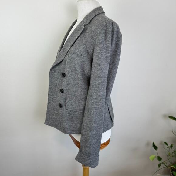 J.Crew Wool 10 Tall M L Benny Double Breasted Blazer Unstructured Gray Unlined - Picture 2 of 16